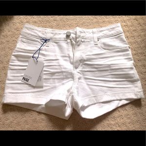 NWT PAIGE White Denim Raw Edge Shorts